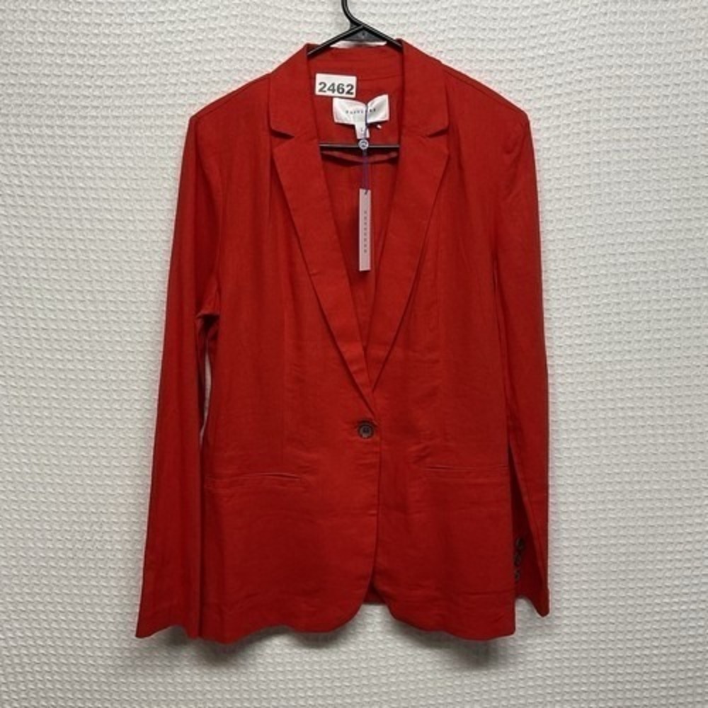 NWT PopSugar Red Pockets One Button Office Lightweight Blazer Women Large China